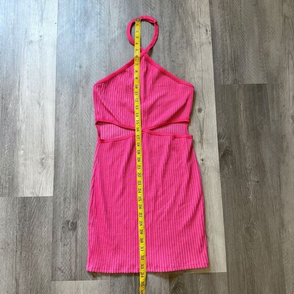 Pink Halter Neck Ribbed Dress - Picture 9 of 11